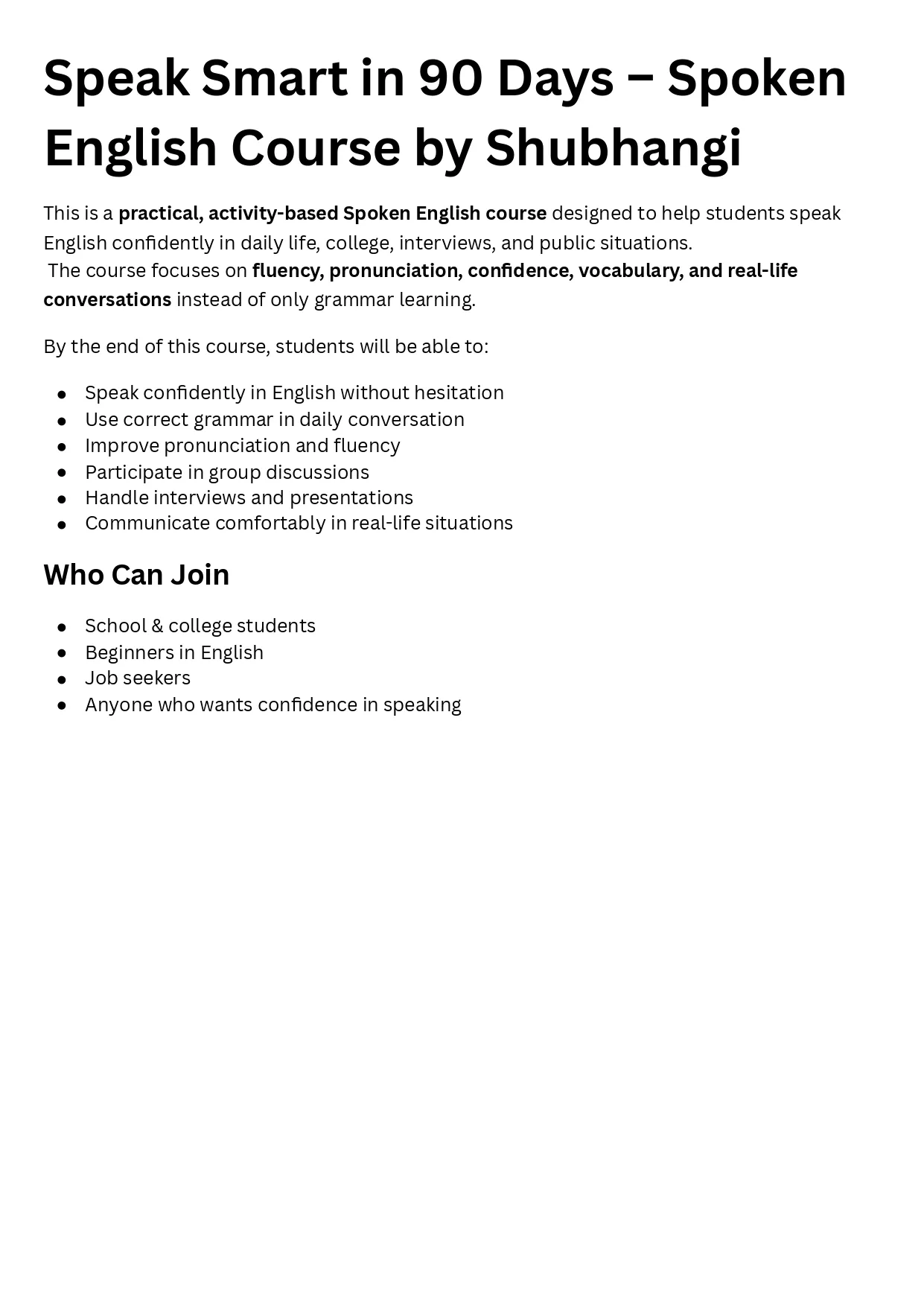 Spoken English Classes by Shubhangi Singh
